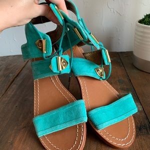 Cynthia Vincent Vero Cuoio teal sandals 7